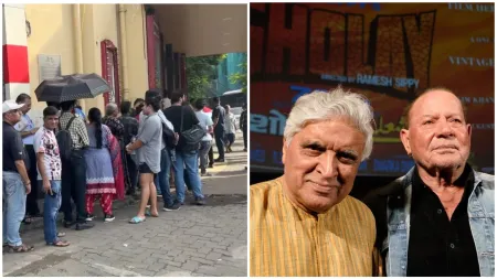 Javed Akhtar says ‘film hit hai’ as fans stand in long queue to watch Sholay at special screening: ‘This doesn’t usually happen to writers’