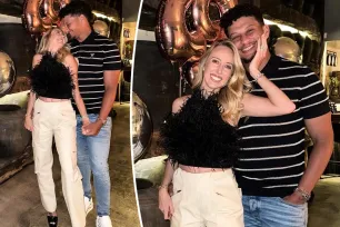 Brittany Mahomes celebrates 29th birthday in feathery crop top and cargo pants