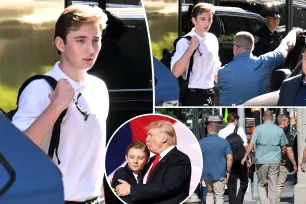 Barron Trump, 18, flanked by security as he arrives at NYU for first day of college classes