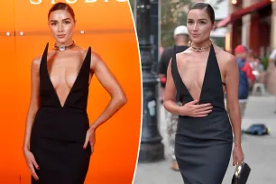 Olivia Culpo kicks off NYFW in daring dress with down-to-there neckline