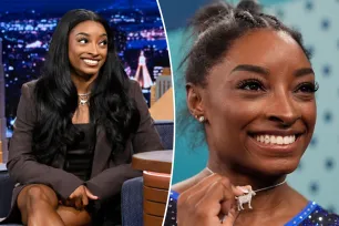 Simones Biles loves ‘pissing people off’ with her diamond ‘GOAT’ necklace