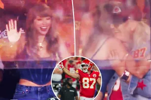 ‘Blushing’ Taylor Swift hugs Donna Kelce after Travis points to singer following big catch at Chiefs game