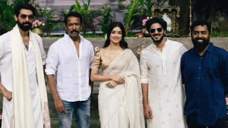 Dulquer Salmaan-Rana Daggubati’s Kaantha goes on floors; Bhagyashri Borse, Samuthirakani join the cast