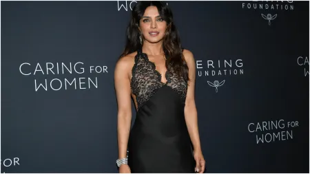 Priyanka Chopra stuns in black satin dress at New York event; chats with Jessica Chastain and Julianne Moore. Watch