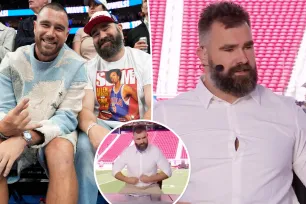 Travis Kelce roasts brother Jason’s too-small shirt in Monday Night Football debut: ‘Surprised he didn’t go shirtless’