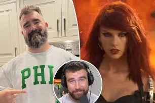 Travis Kelce teases Jason for unintentionally making a Taylor Swift pun: ‘It’s just in you now’