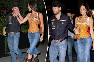 Bella Hadid and boyfriend Adan Banuelos coordinate in Western wear on rare NYC date night