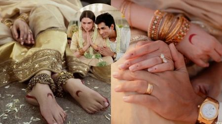 Inside Aditi Rao Hydari-Siddharth’s early morning wedding at 18th century temple: Bride ditches mehendi, nail paint for alta, gajra. Watch