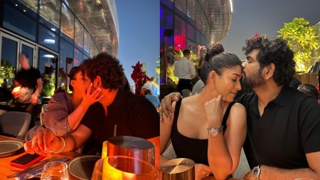 Nayanthara kisses husband Vignesh Shivan, couple enjoys a romantic dinner on his birthday. Watch