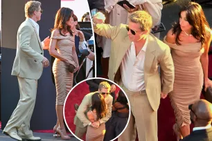 Brad Pitt and girlfriend Ines de Ramon twin in tan for ‘Wolfs’ Los Angeles premiere