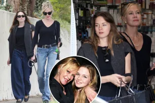 Melanie Griffith and daughter Stella Banderas take dogs for a walk in rare outing