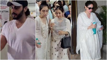 Malaika Arora attends stepfather Anil Mehta’s prayer meet; Kareena Kapoor Khan, Arjun Kapoor pay respects