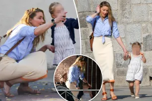 Amber Heard spotted in rare outing with daughter Oonagh Paige in Spain