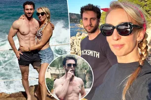 Sam Taylor-Johnson, 57, keeps shirtless husband Aaron, 34, close as he shows off chiseled abs on vacation