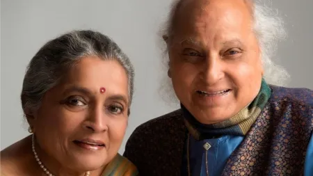 Madhura Pandit Jasraj, wife of Pandit Jasraj and daughter of V Shantaram, passes away at the age of 86