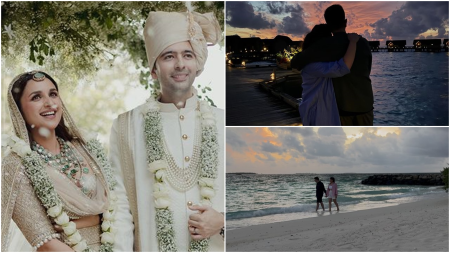 Inside Parineeti Chopra, Raghav Chadha’s beachside wedding anniversary celebration: ‘Just the two of us’. Watch