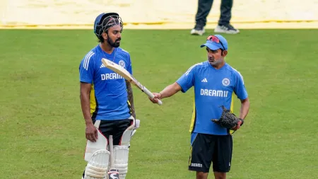 From Kanpur Nets: Coach Gautam Gambhir works on KL Rahul’s technique against spinners