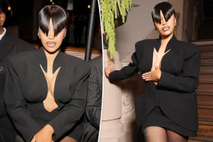 Cardi B rocks razor-sharp angled bangs at Mugler show during Paris Fashion Week