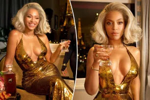 Beyoncé glitters in plunging gold gown for Sir Davis event in Paris