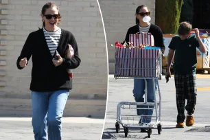 Jennifer Garner blows massive gum bubble while grocery shopping with 12-year-old son Samuel in LA