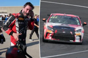 Keanu Reeves spins out, nearly crashes during pro auto racing debut at Indianapolis Motor Speedway